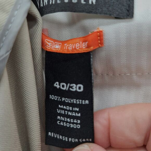 Van Heusen Mens Traveler Pants Beige Size 40 100% Polyester Zip Button Closure - Picture 7 of 12